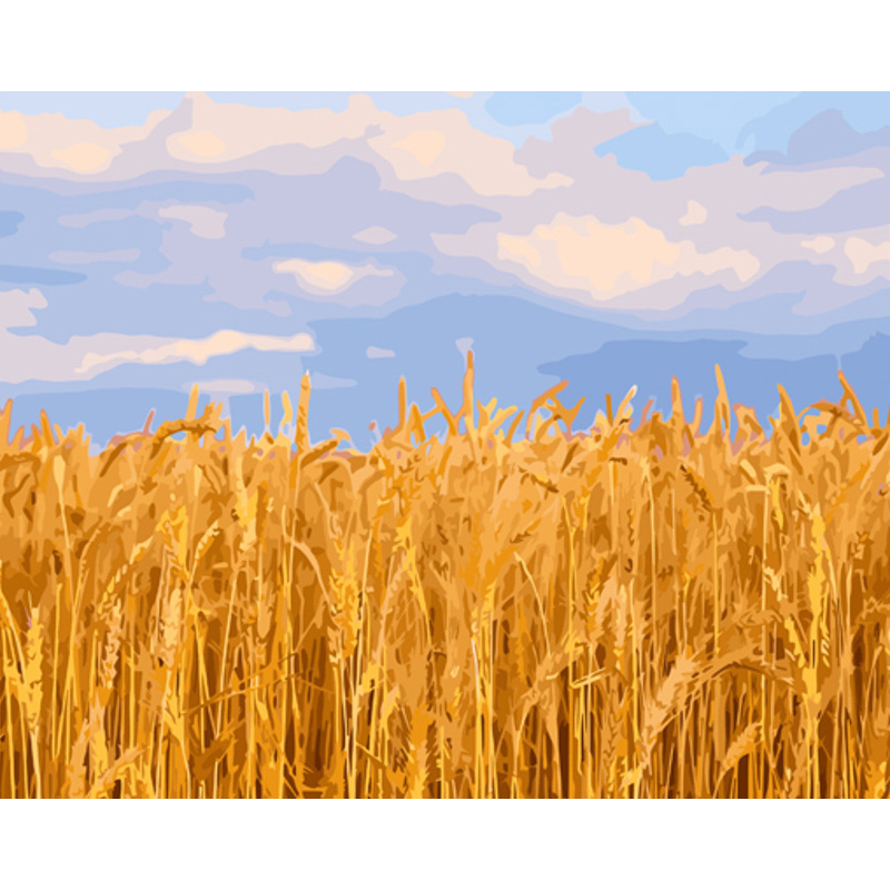 Картина по номерам Strateg ПРЕМИУМ Пшеничное поле с лаком размером 40х50 см (GS1337)