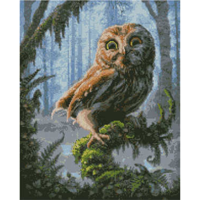 Алмазна картина Strateg ПРЕМІУМ Сова в лісі 