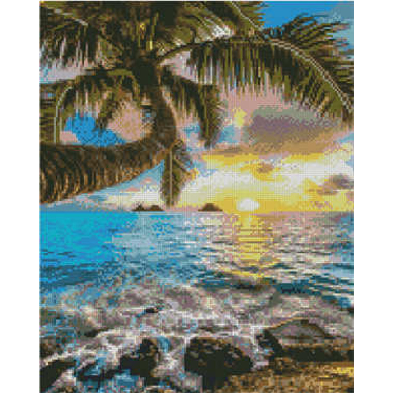 Алмазна картина Strateg ПРЕМІУМ Пальма та море 