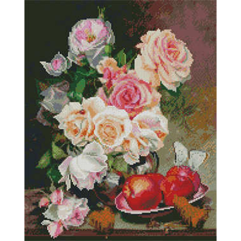 Алмазна картина Strateg ПРЕМІУМ Троянди та яблука 
