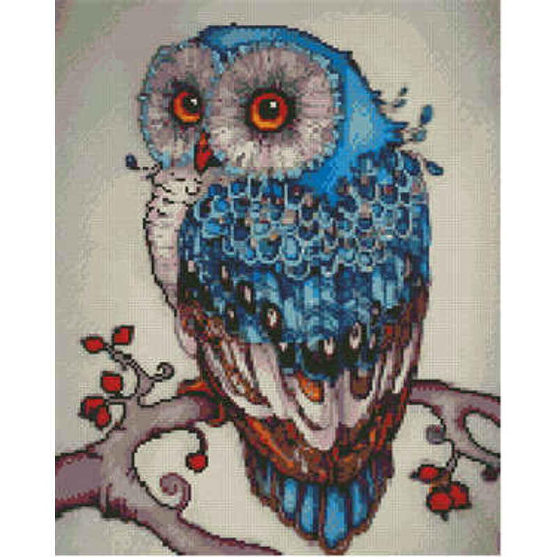 Алмазна картина Strateg ПРЕМІУМ Синя совушка 