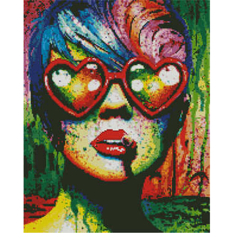 Алмазна картина Strateg ПРЕМІУМ Поп-арт дівчина в окулярах розміром 40х50 см (L-161)