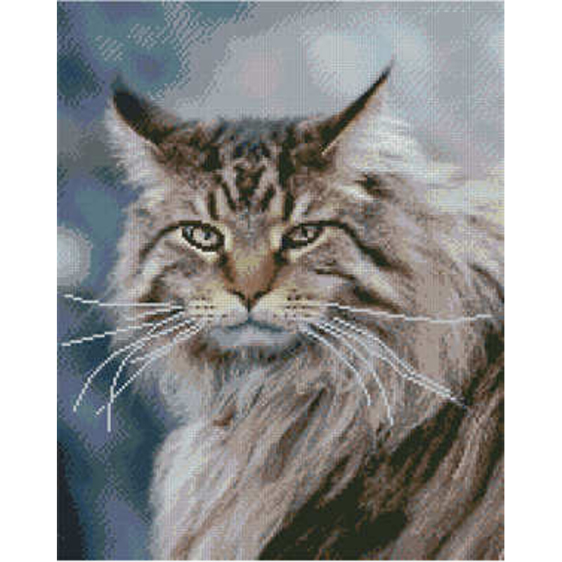 Алмазна картина Strateg ПРЕМІУМ Суворий пухнастик 