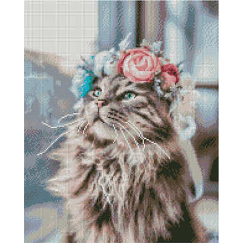 Алмазна картина Strateg ПРЕМІУМ Ніжний котик 
