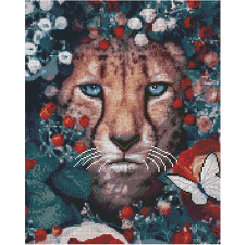 Алмазна картина Strateg ПРЕМІУМ Погляд леопарда розміром 40х50 см (L-244)