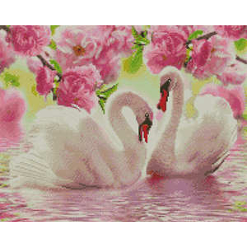 Алмазна картина Strateg ПРЕМІУМ Лебедине кохання 