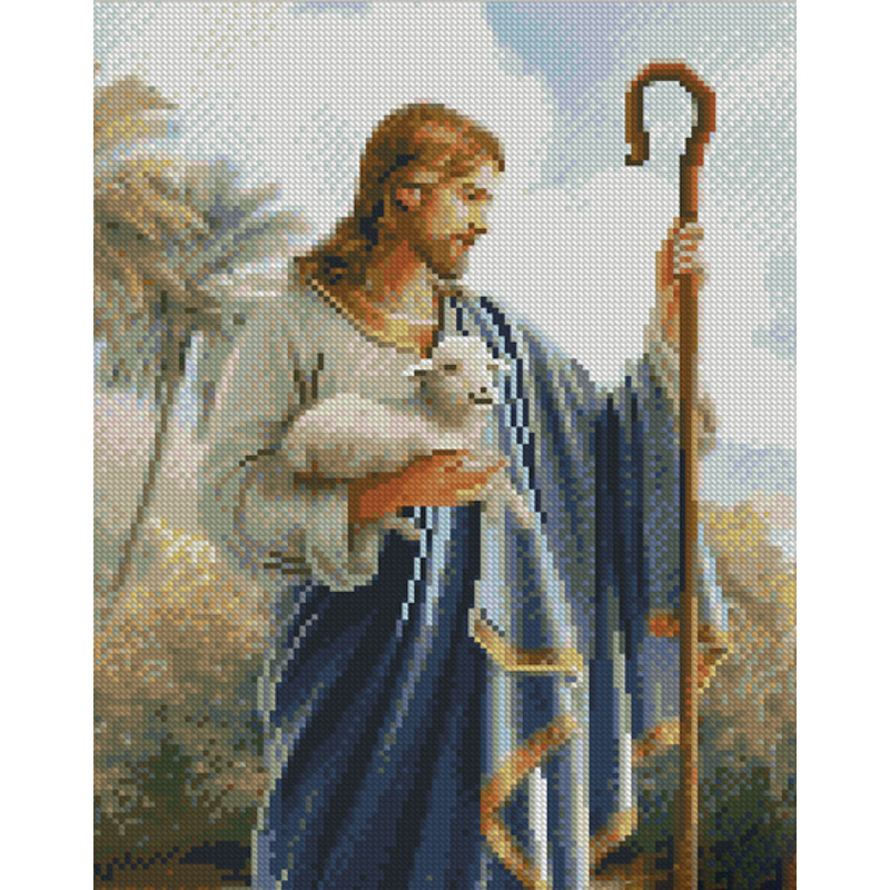 Diamantmosaik Strateg PREMIUM Jesus mit dem Lamm Größe 30x40 cm (KB005)