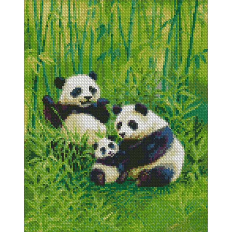 Diamantmosaik Strateg PREMIUM Panda Familie Größe 30x40 cm (KB040)