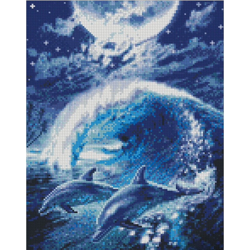 Алмазна мозаїка Strateg ПРЕМІУМ Дельфіни в океані розміром 30х40 см (KB043)