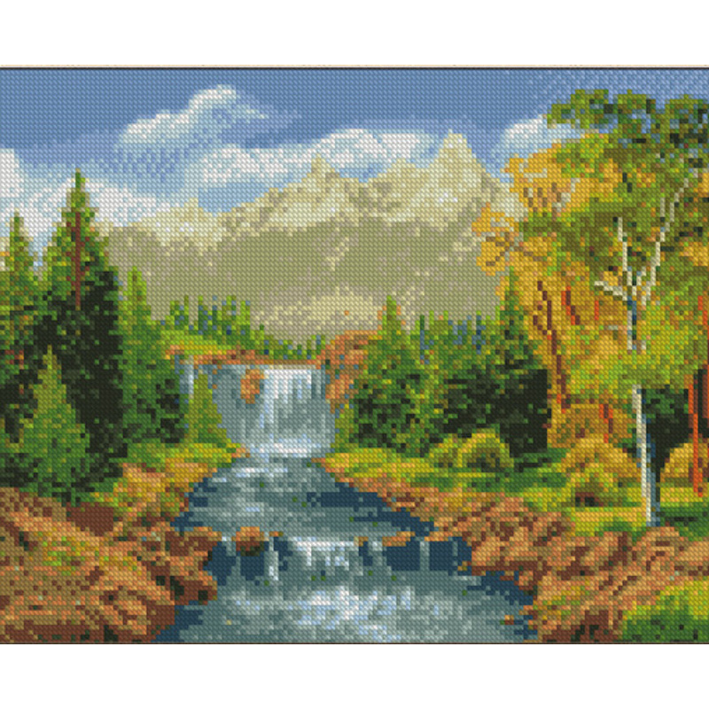 Diamantmosaik Strateg PREMIUM Bergwasserfall Größe 30x40 cm (KB059)