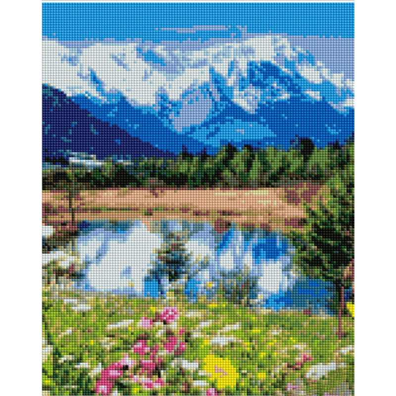 Diamantmosaik Strateg PREMIUM See mitten im Wald Größe 30x40 cm (KB093)