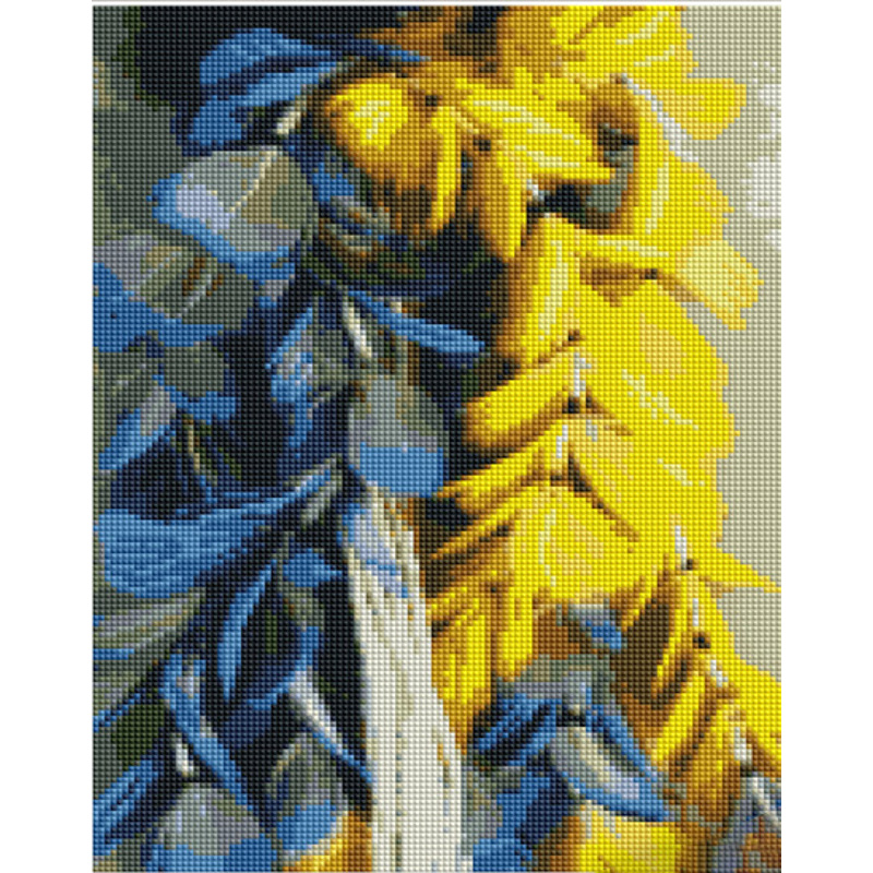 Diamond Mosaic Strateg PREMIUM Yellow-blue feathers size 30x40 cm (KB101)