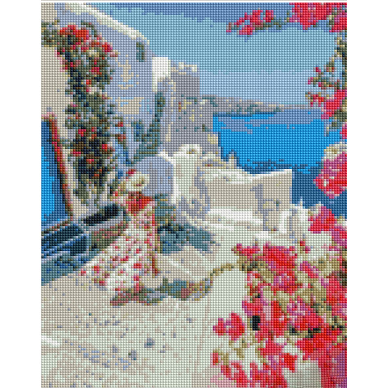 Алмазна мозаїка Strateg ПРЕМІУМ Дівчина на прогулянці розміром 30х40 см (KB104)