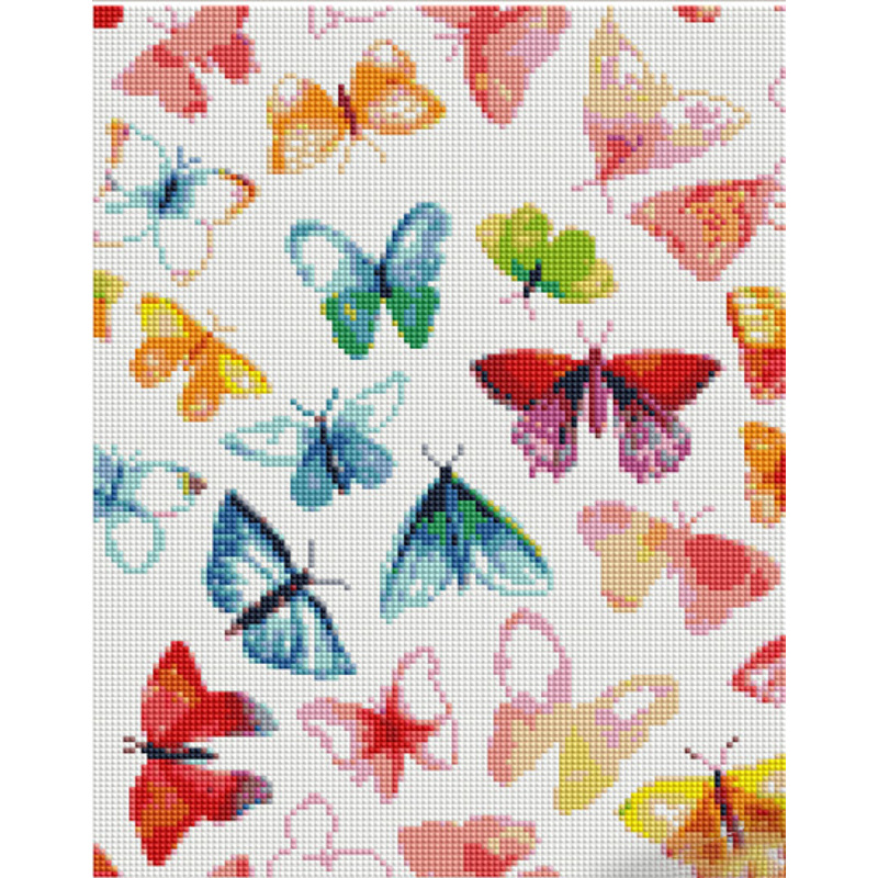 Алмазна мозаїка Strateg ПРЕМІУМ Барвисті метелики розміром 30х40 см (KB118)