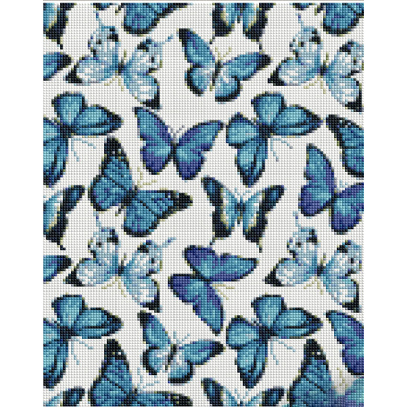 Алмазна мозаїка Strateg ПРЕМІУМ Блакитні метелики розміром 30х40 см (KB119)