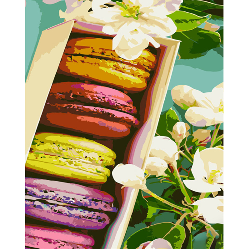 Paint by number Strateg PREMIUM Multi-colored macarons with varnish and with an increase in size 40x50 cm (GS1365)