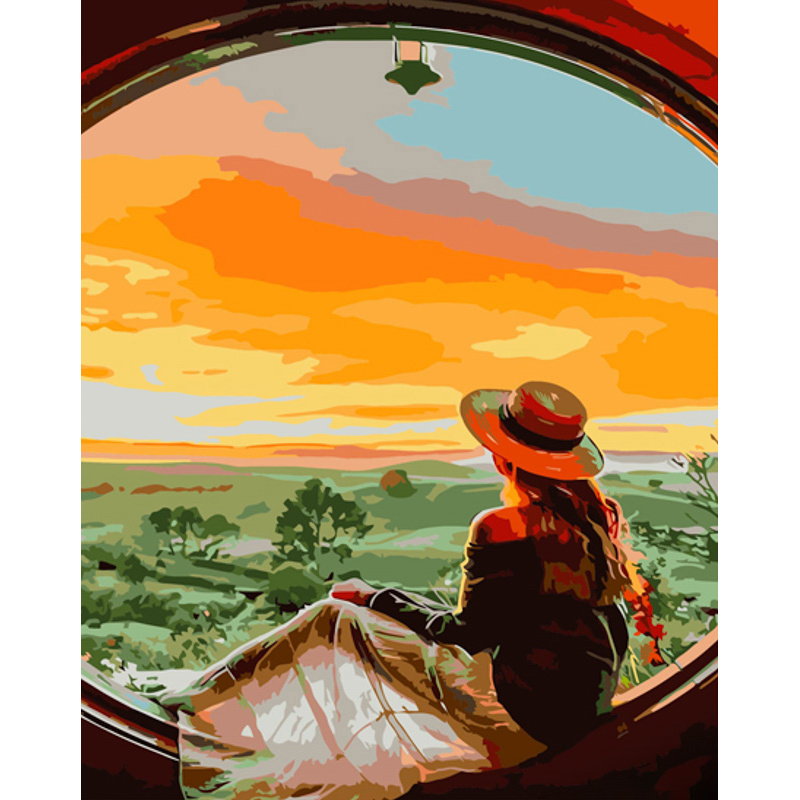 Paint by number Strateg PREMIUM Cozy sunrise with varnish and with an increase in size 40x50 cm (GS1369)