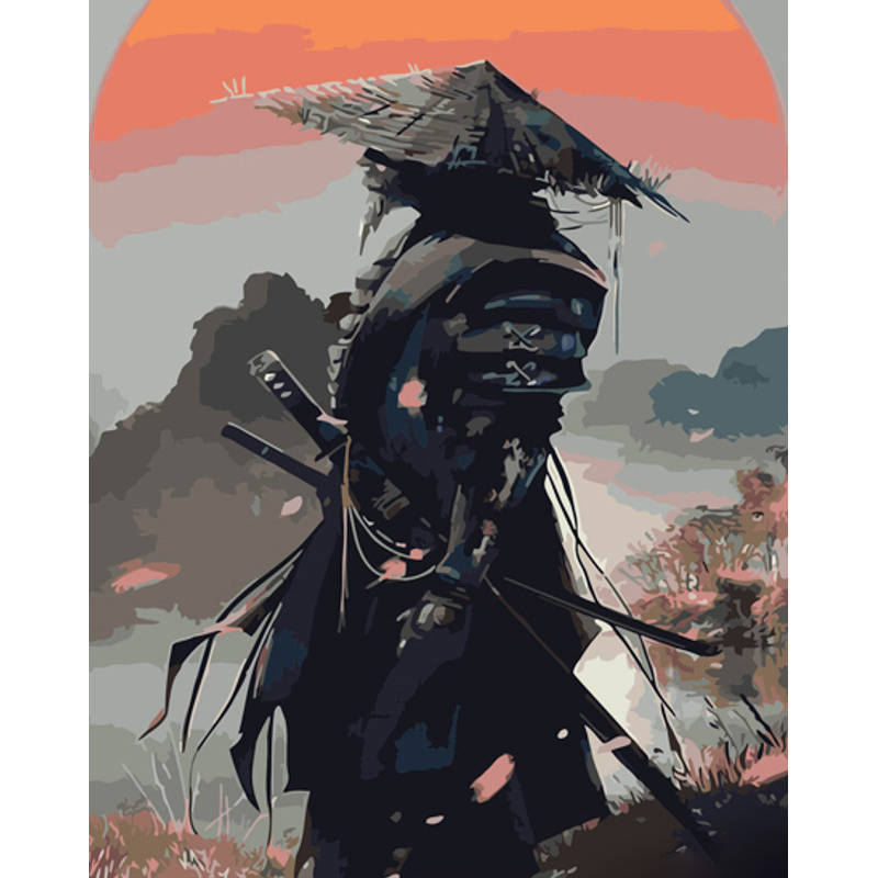 Paint by number Strateg PREMIUM The last ronin with varnish and with an increase in size 40x50 cm (GS1375)