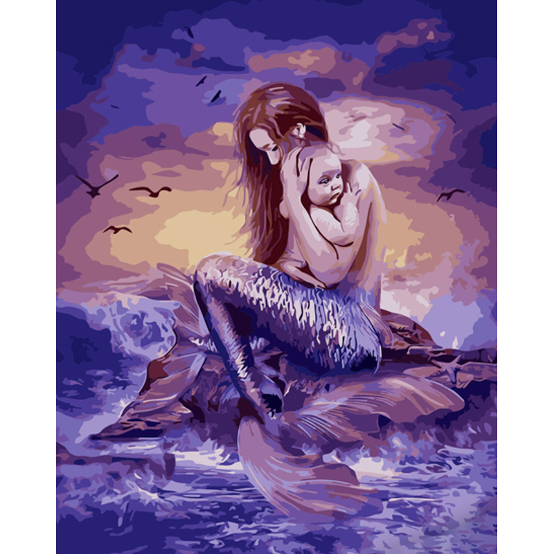 Paint by number Strateg PREMIUM Have little mermaid with varnish and with an increase in size 40x50 cm (GS1400)