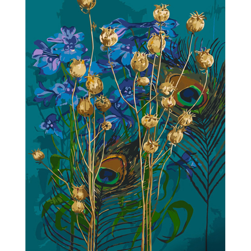 Malen nach Zahlen Strateg PREMIUM Wundervoller Blumenstrauß mit Lack und Wasserwaage 40x50 cm (GS1407)