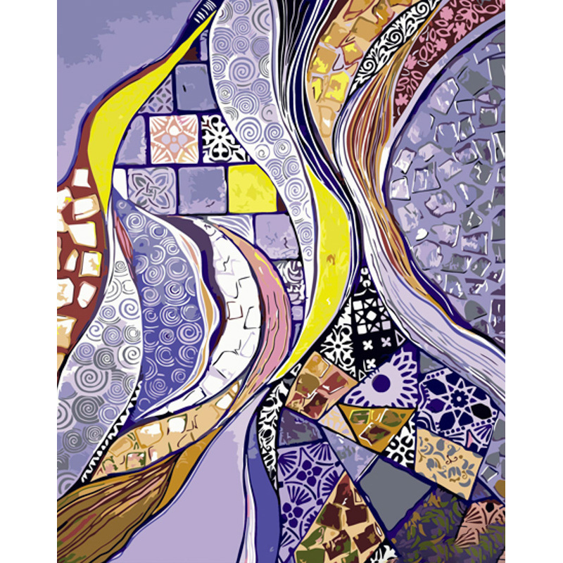 Картина за номерами Strateg ПРЕМІУМ Фіолетові абстракції з лаком та з рівнем розміром 40х50 см (GS1438)