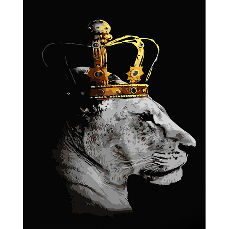 Malen nach Zahlen Strateg PREMIUM Löwin Königin mit Lack und Wasserwaage 40x50 cm (GS1442)