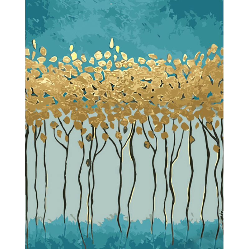 Картина за номерами Strateg ПРЕМІУМ Витончені дерева з лаком та з рівнем розміром 40х50 см (GS1444)