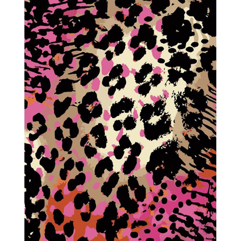 Картина за номерами Strateg ПРЕМІУМ Леопардовий принт з лаком та з рівнем розміром 40х50 см (GS1456)