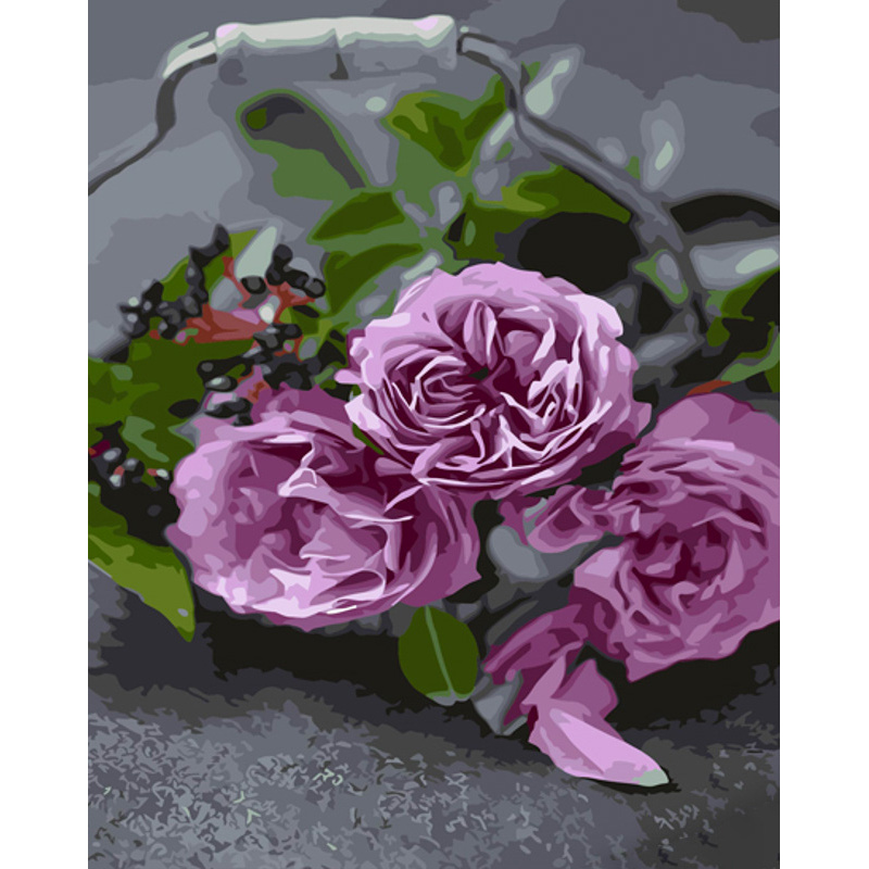 Картина по номерам Strateg ПРЕМИУМ Чайная роза с лаком и с уровнем размером 40х50 см (GS1457)