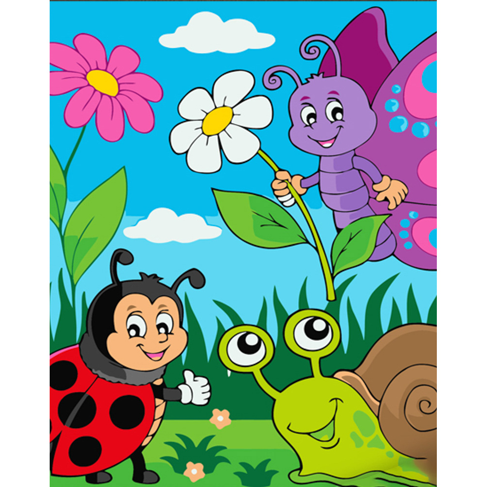 Malen nach Zahlen Strateg PREMIUM Käferfreunde mit Lackgröße 30x40 cm (SS6706)