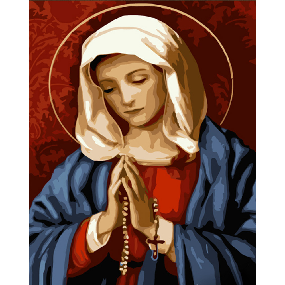 Malen nach Zahlen Strateg PREMIUM Jungfrau Maria mit Lackgröße 30x40 cm (SS6746)