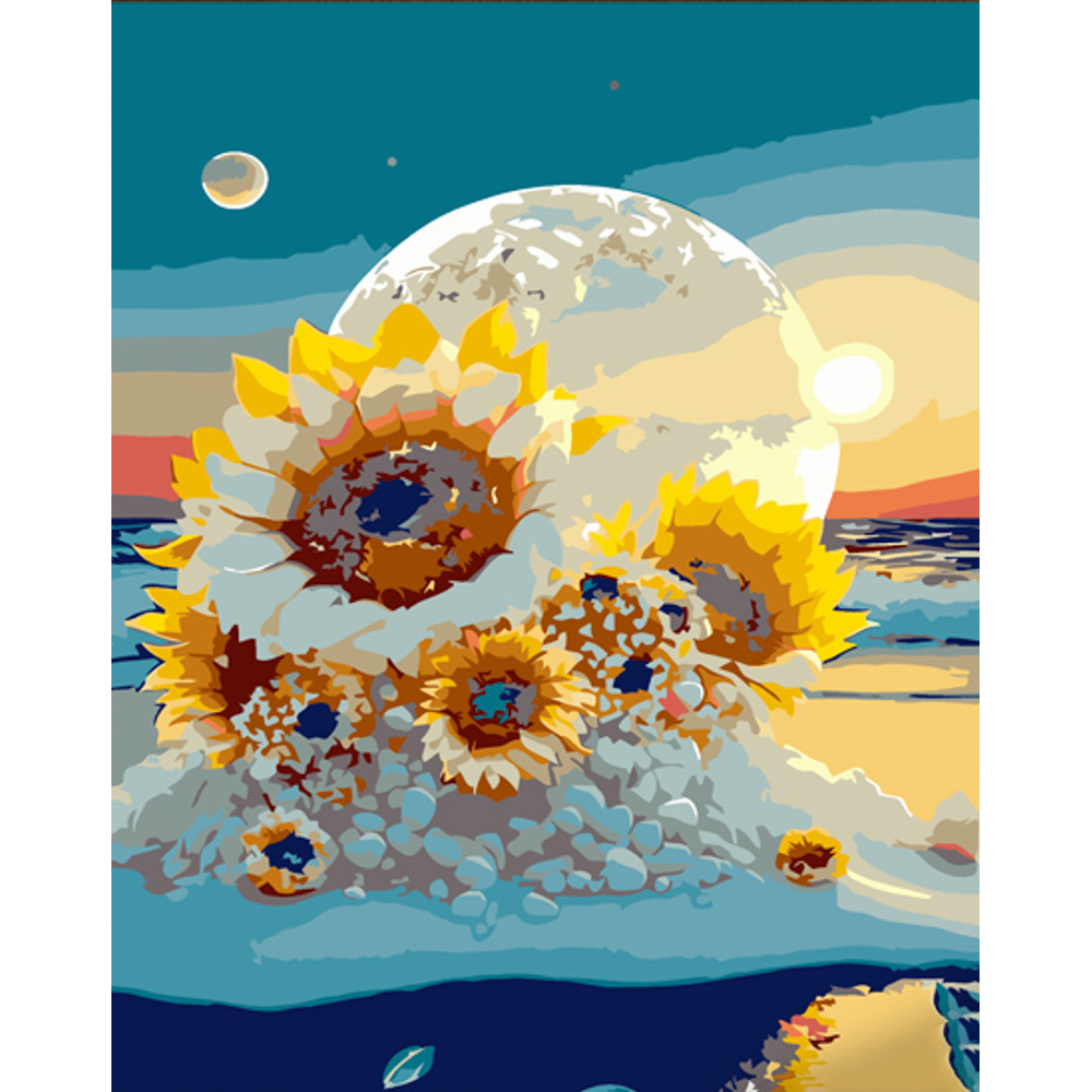 Paint by number Strateg PREMIUM Sunflowers with varnish size 30x40 cm (SS6752)
