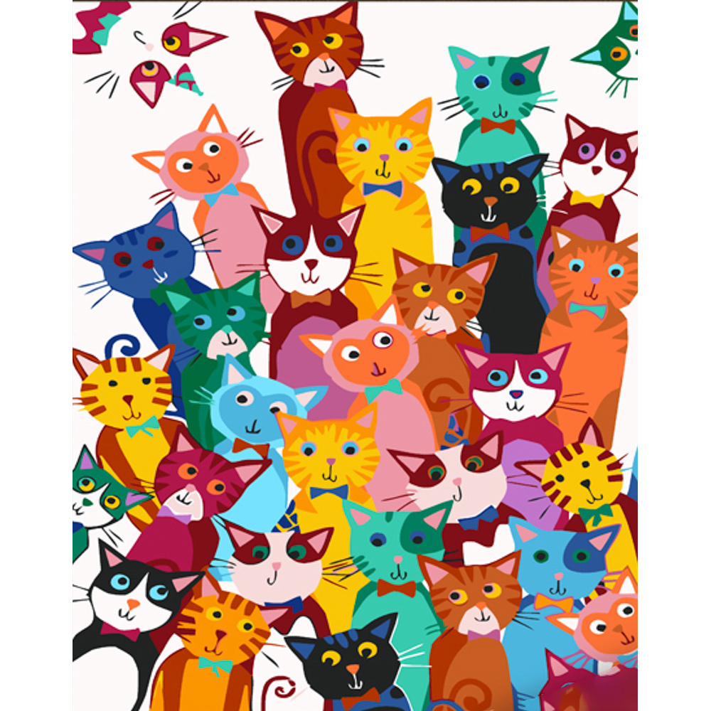 Картина за номерами Strateg ПРЕМІУМ 31 котик з лаком розміром 30х40 см (SS6769)