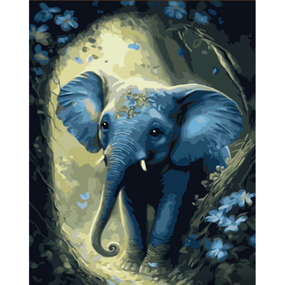 Malen nach Zahlen Strateg PREMIUM Blauer Elefant mit Lackgröße 30x40 cm (SS6780)