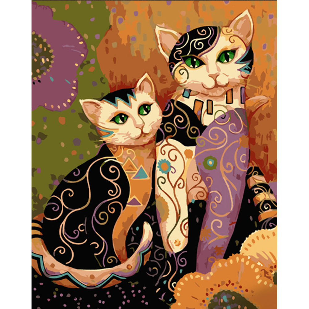 Paint by number Strateg PREMIUM Cats Klimt with varnish size 30x40 cm (SS6792)