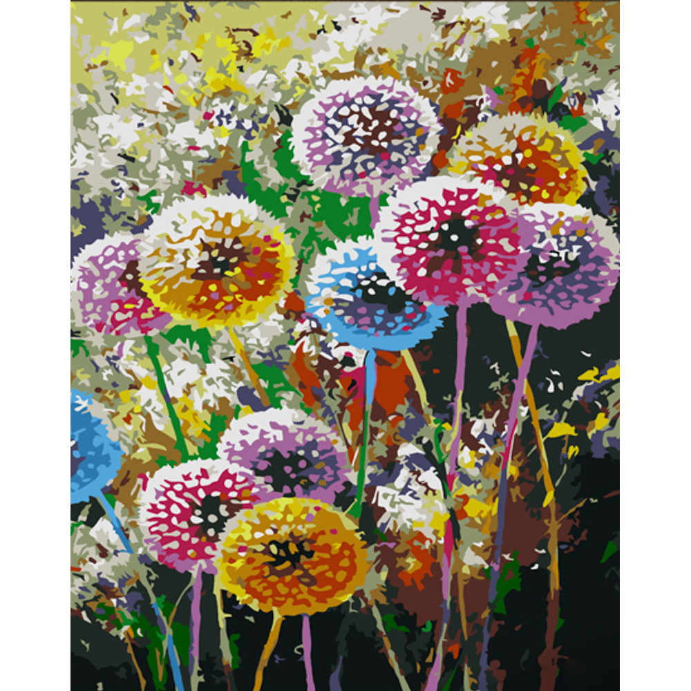 Paint by number Strateg PREMIUM Incredible dandelion with varnish size 30x40 cm (SS6800)