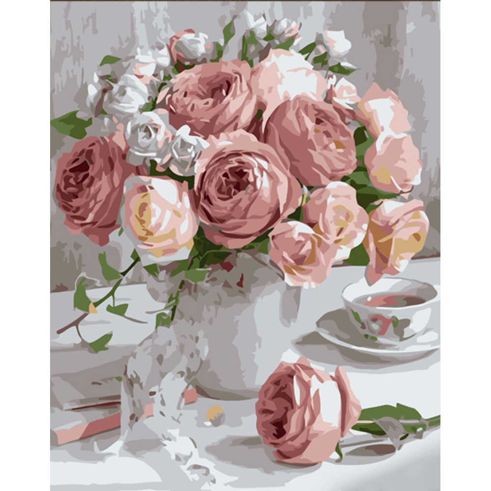 Paint by number Strateg PREMIUM Vintage bouquet of roses with varnish size 30x40 cm (SS6802)