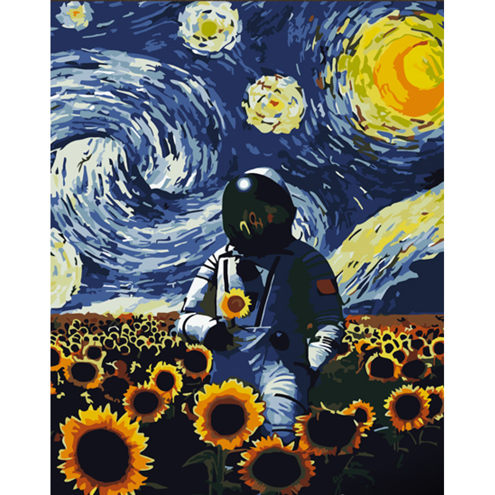 Paint by number Strateg PREMIUM Field of sunflowers with varnish size 30x40 cm (SS6804)