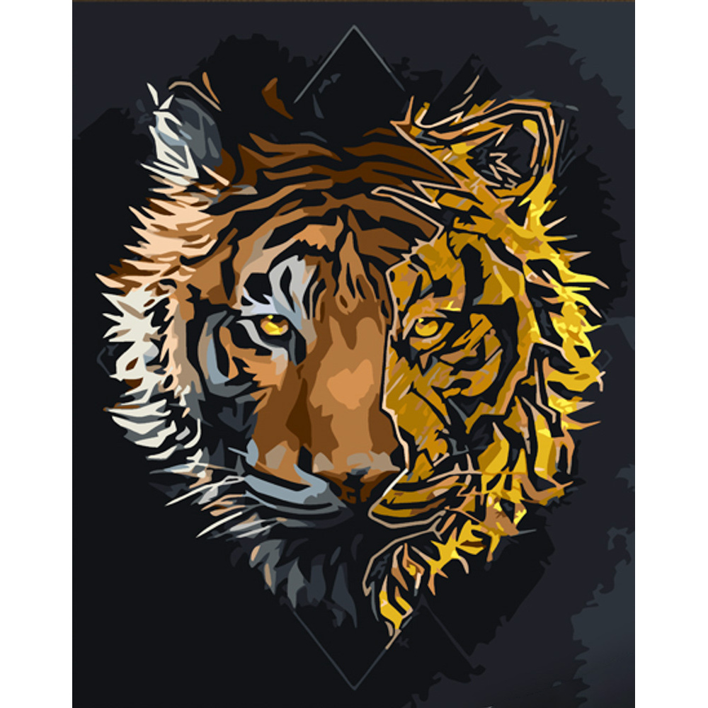 Картина за номерами Strateg ПРЕМІУМ Тигр з лаком розміром 30х40 см (SS6812)