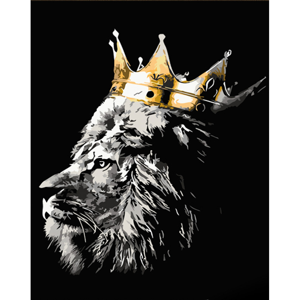 Картина за номерами Strateg ПРЕМІУМ Цар звірів з лаком розміром 30х40 см (SS6813)