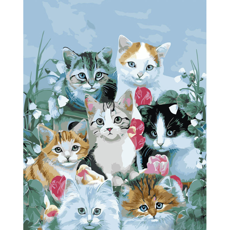Картина за номерами Strateg ПРЕМІУМ Котячі очі з лаком та з рівнем розміром 40х50 см (GS1461)