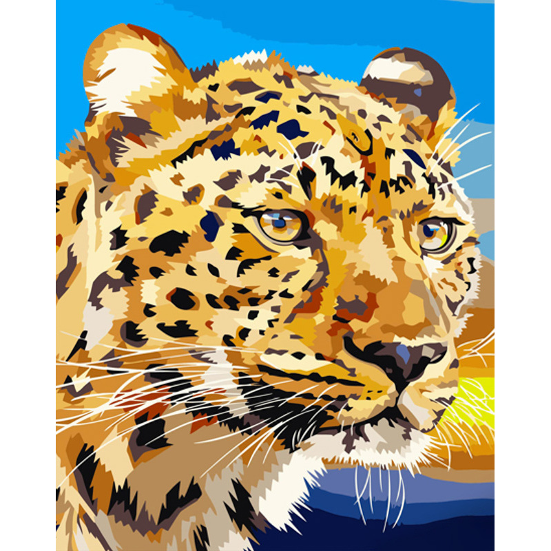 Paint by number Strateg PREMIUM Leopard look with varnish and with an increase in size 40x50 cm (GS1468)
