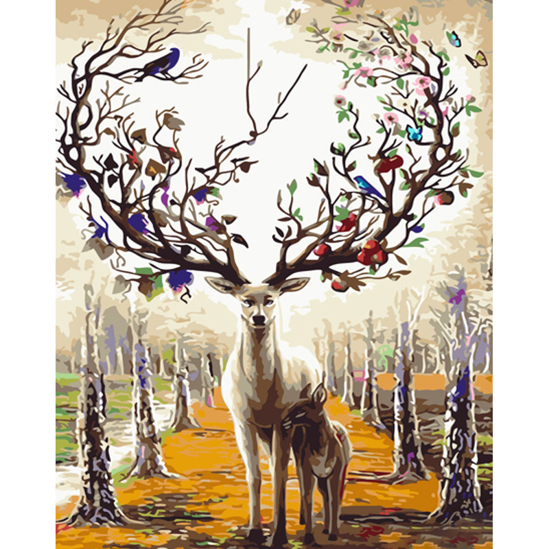 Paint by number Strateg PREMIUM Majestic deer antlerswith varnish and with an increase in size 40x50 cm (GS1492)