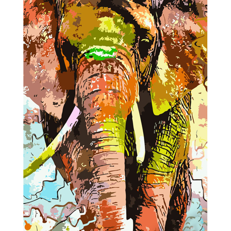 Malen nach Zahlen Strateg PREMIUM Elefant in Farben mit Lack und mit einer Wasserwaage im Format 40x50 cm (GS1493)