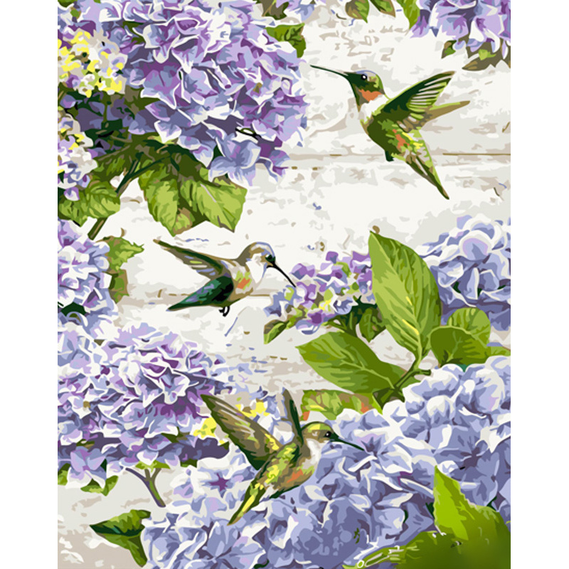 Paint by number Strateg PREMIUM Calibri in hydrangeas with varnish and with an increase in size 40x50 cm (GS1496)