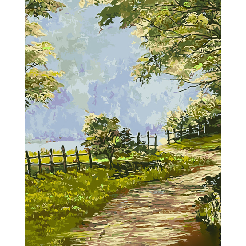 Paint by number Strateg PREMIUM Summer walk with varnish and with an increase in size 40x50 cm (GS1501)