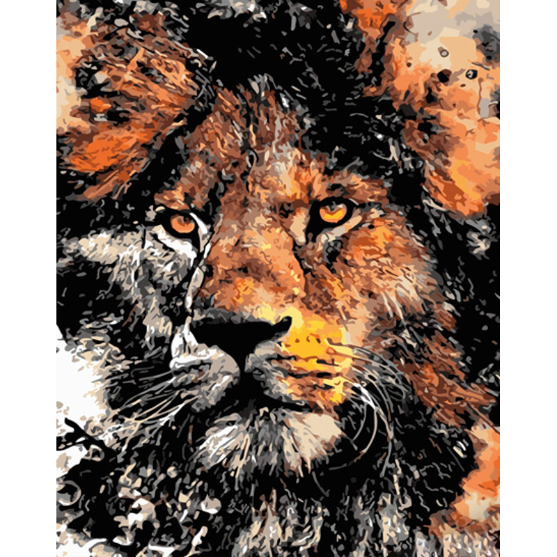 Paint by number Strateg PREMIUM Incredible lion with varnish and with an increase in size 40x50 cm (GS1505)