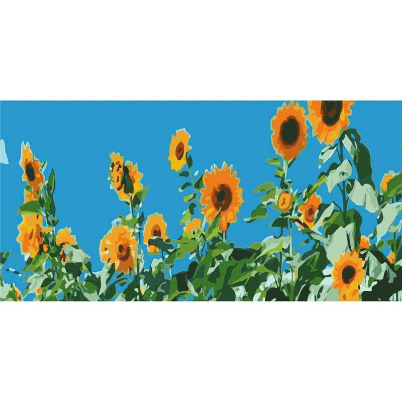 Malen nach Zahlen Strateg PREMIUM Sonnenblumen auf einem Feld Strateg Größe 50x25 cm (WW040)