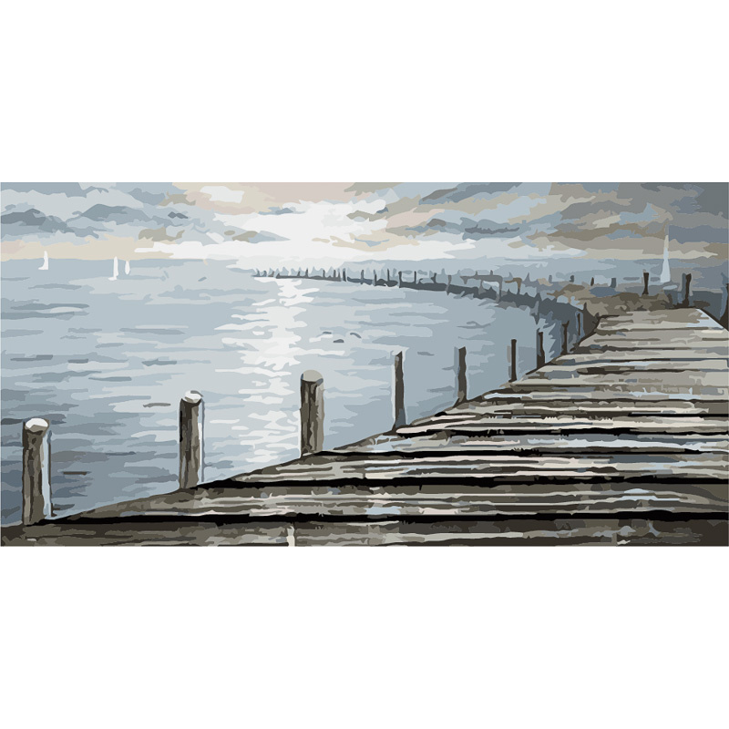 Bild nach Zahlen Strateg PREMIUM Weg zum Meer Strateg Größe 50x25 cm (WW050)