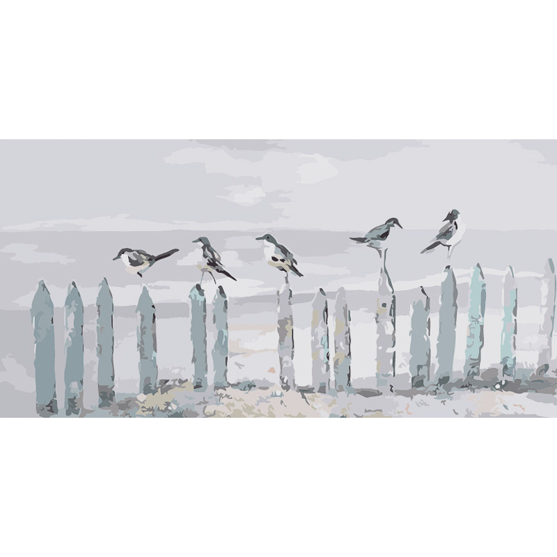Painting by numbers Strateg PREMIUM Seagulls on Strateg posts, 50x25 cm (WW064)